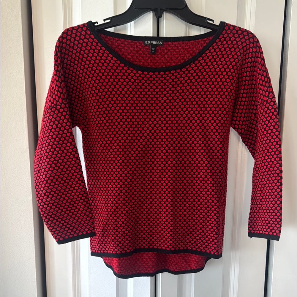 Express Red and Black Patterned Sweater